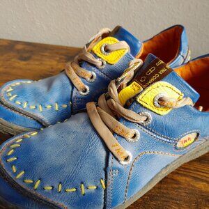 Original TMA TIME Sneakers Women US 8 Blue Yellow Walking Tennis Shoes Stitches